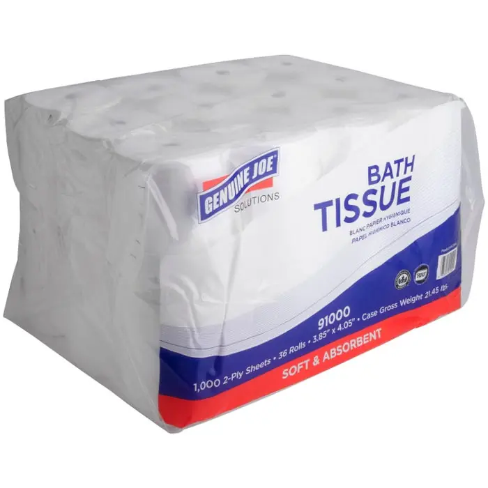 Flash Sale Genuine Joe Low Core 2-ply Toilet Paper, 2-Ply, 1000 Sheets per Roll, Pack of 36